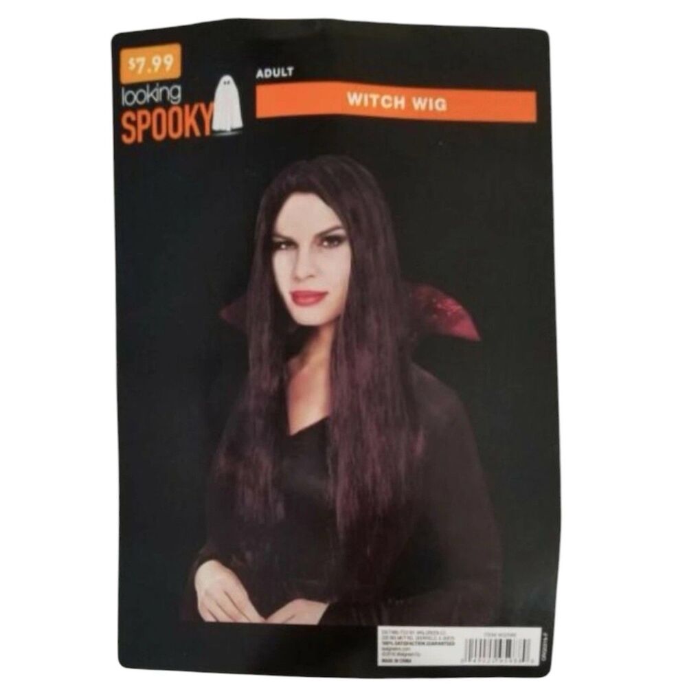 Looking Spooky Halloween Adult Witch Wig Straight Long Black